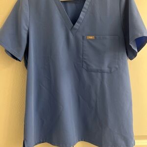 FIGS Blue V-Neck Scrub Top